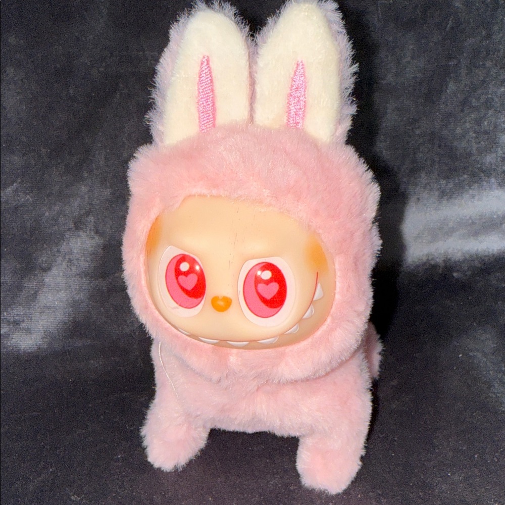 Pink  Labubu Musical Dog Toy with Heart Eyes